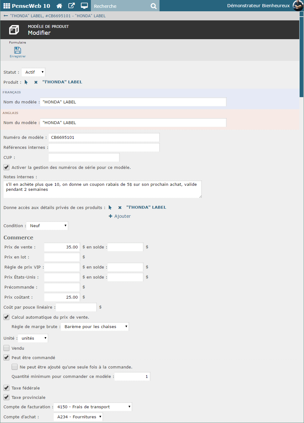 Catalogue de produits avec plusieurs modèles de produits